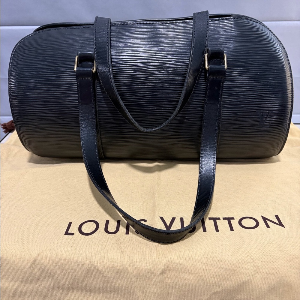 Louis Vuitton Black Epi Leather Papillon shoulder bag.